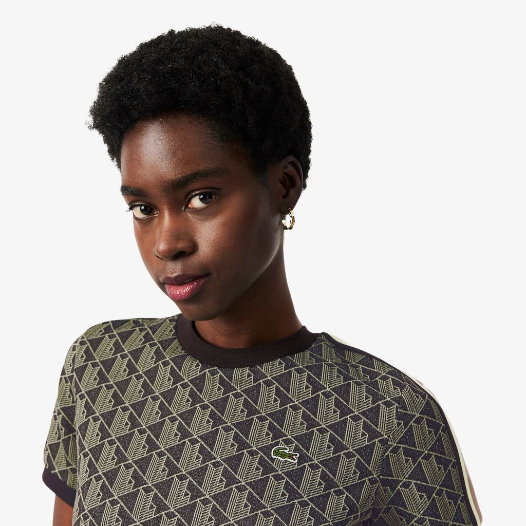 Áo Thun Lacoste Nữ Ôm Dáng Hoạt Tiết Jacquard Monogram