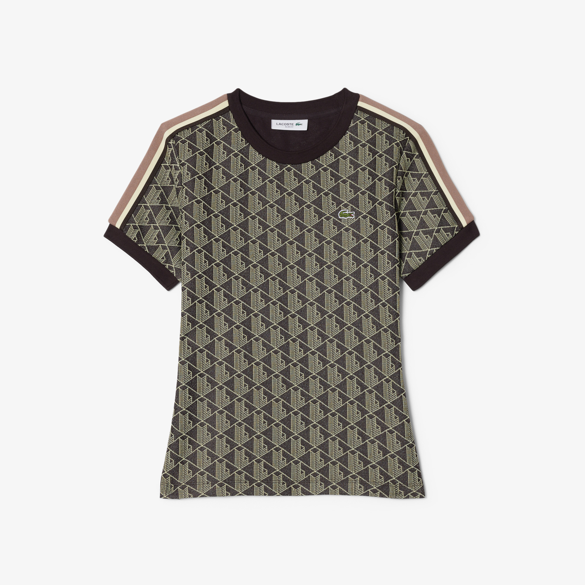 Áo Thun Lacoste Nữ Ôm Dáng Hoạt Tiết Jacquard Monogram