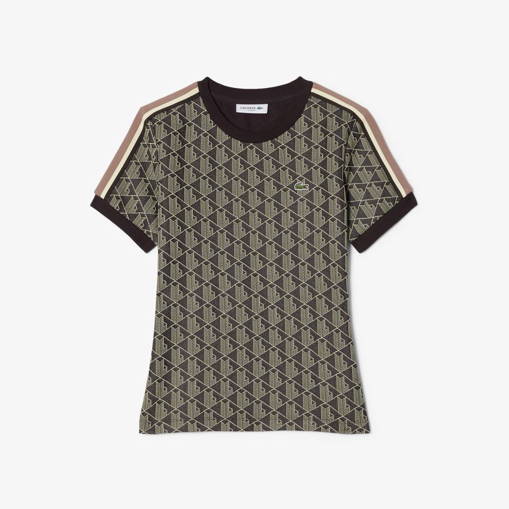 Áo Thun Lacoste Nữ Ôm Dáng Hoạt Tiết Jacquard Monogram
