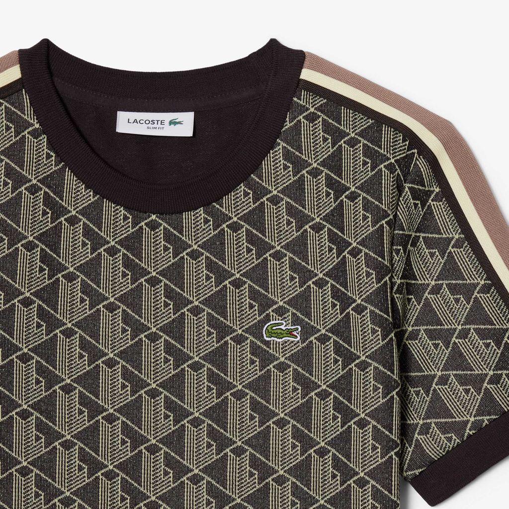 Áo Thun Lacoste Nữ Ôm Dáng Hoạt Tiết Jacquard Monogram