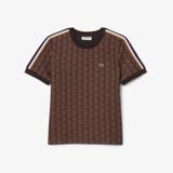 Áo Thun Lacoste Nữ Ôm Dáng Hoạt Tiết Jacquard Monogram