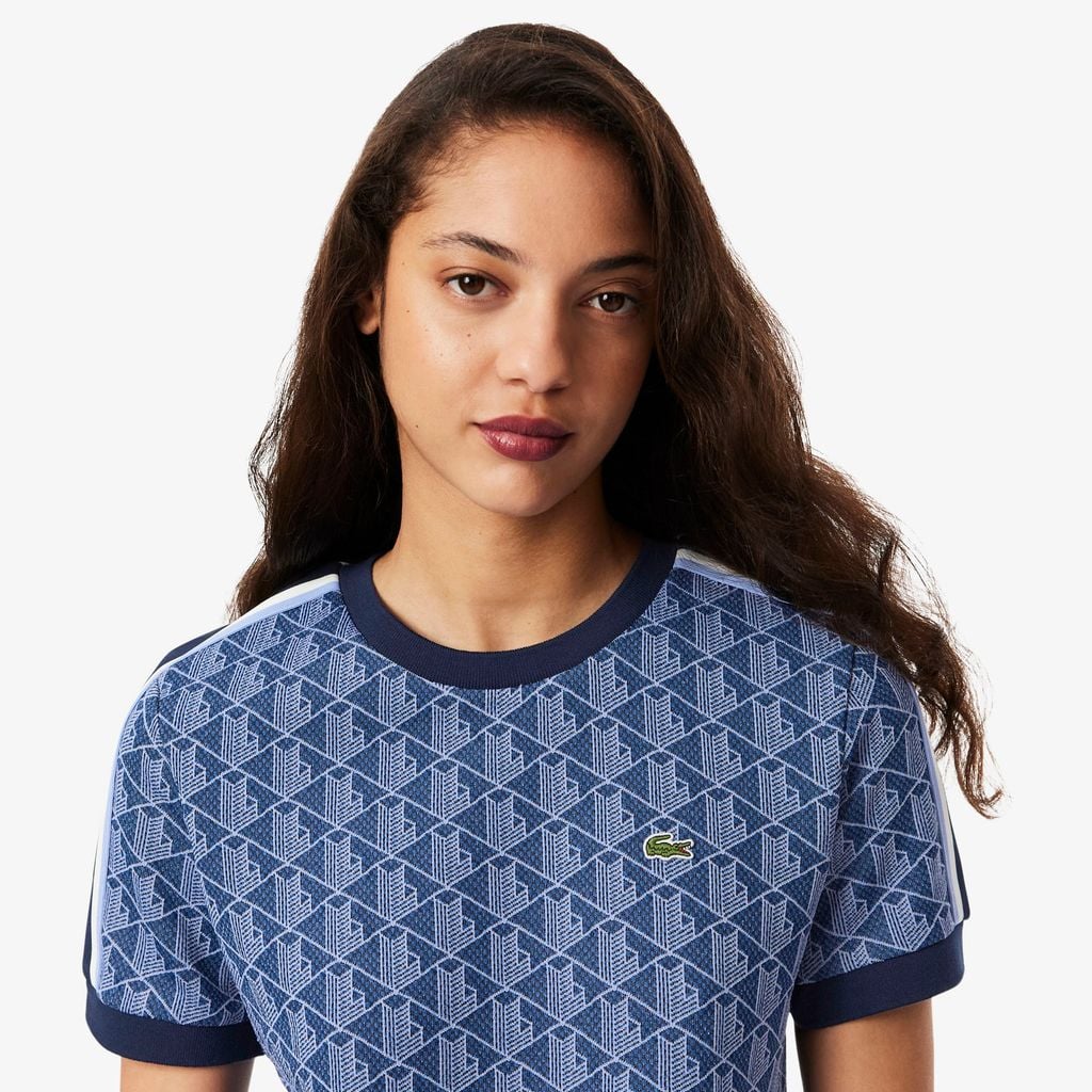 Áo Thun Lacoste Nữ Ôm Dáng Hoạt Tiết Jacquard Monogram