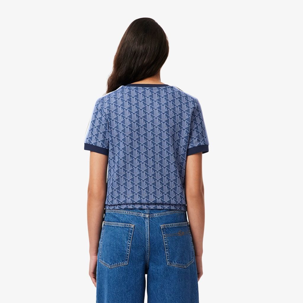 Áo Thun Lacoste Nữ Ôm Dáng Hoạt Tiết Jacquard Monogram