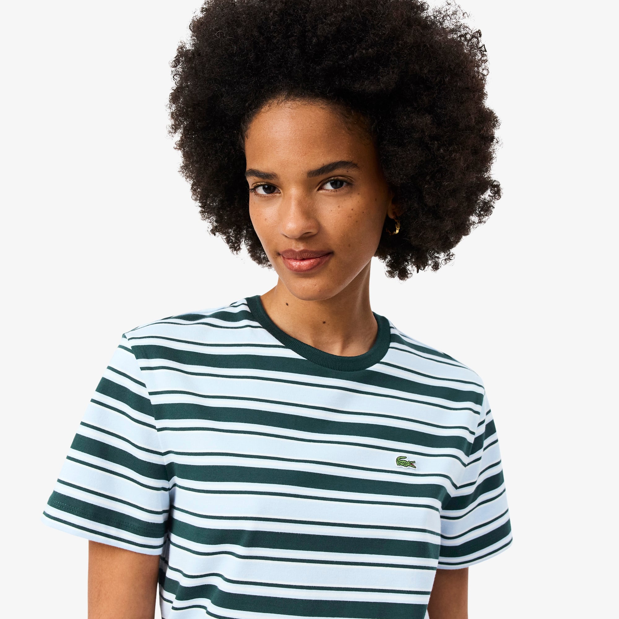 Áo Thun Lacoste Nữ Chất Liệu Thun Dệt Kim Sọc