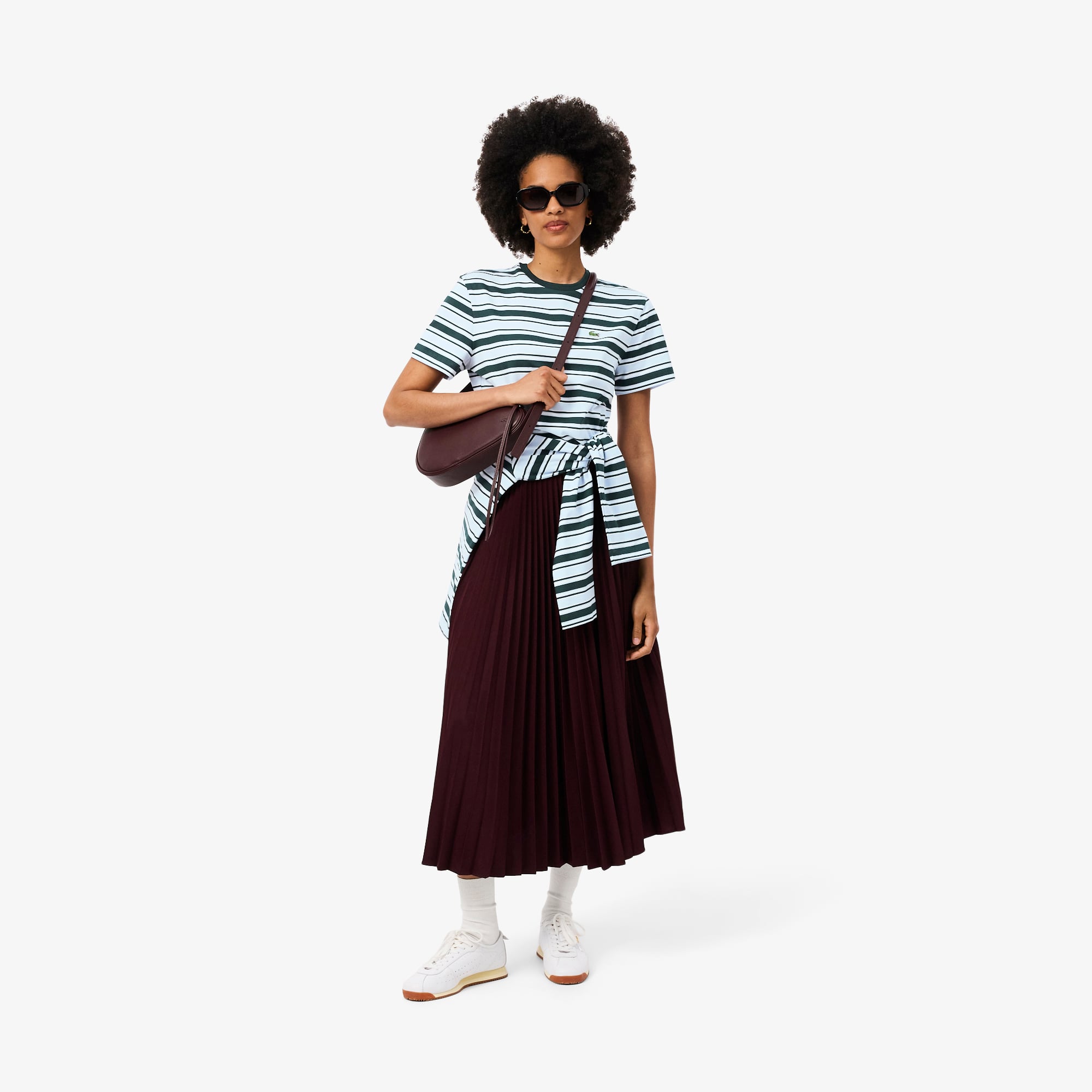 Áo Thun Lacoste Nữ Chất Liệu Thun Dệt Kim Sọc