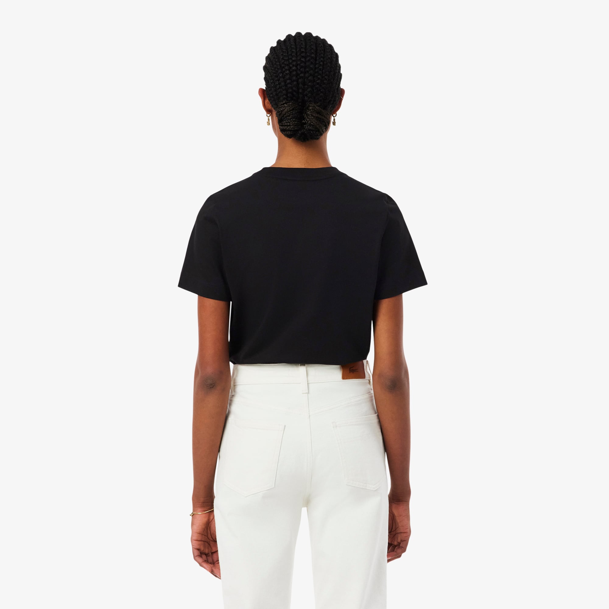 Áo Thun Lacoste Nữ Dáng Suông Chất Liệu Cotton Có Phù Hiệu