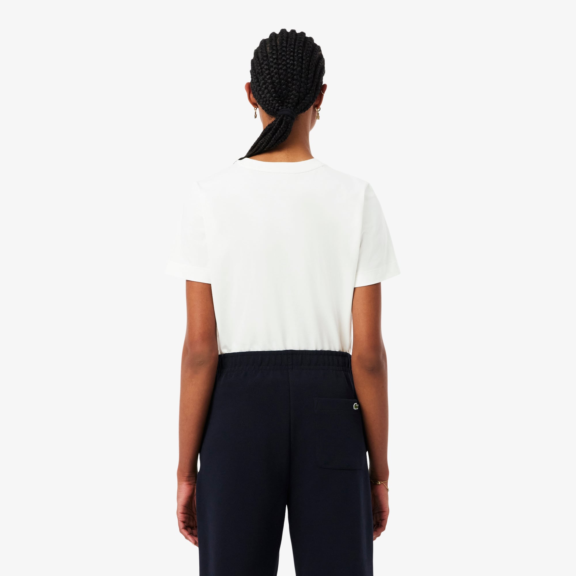 Áo Thun Lacoste Nữ Dáng Suông Chất Liệu Cotton Có Phù Hiệu