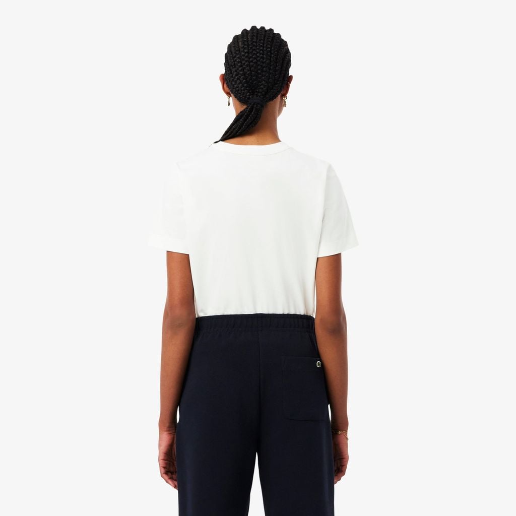Áo Thun Lacoste Nữ Dáng Suông Chất Liệu Cotton Có Phù Hiệu