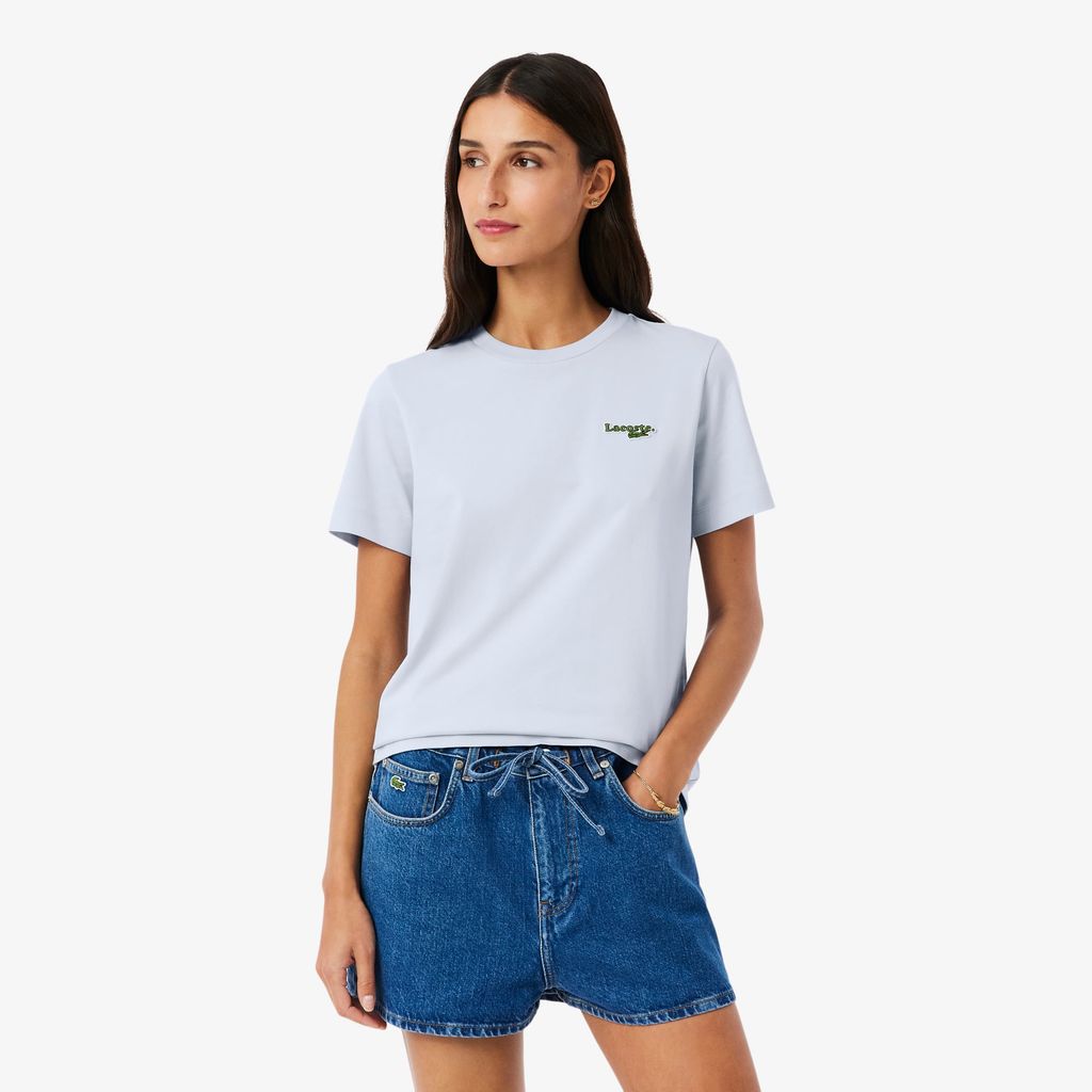 Áo Thun Lacoste Nữ Dáng Suông Chất Liệu Cotton Có Phù Hiệu
