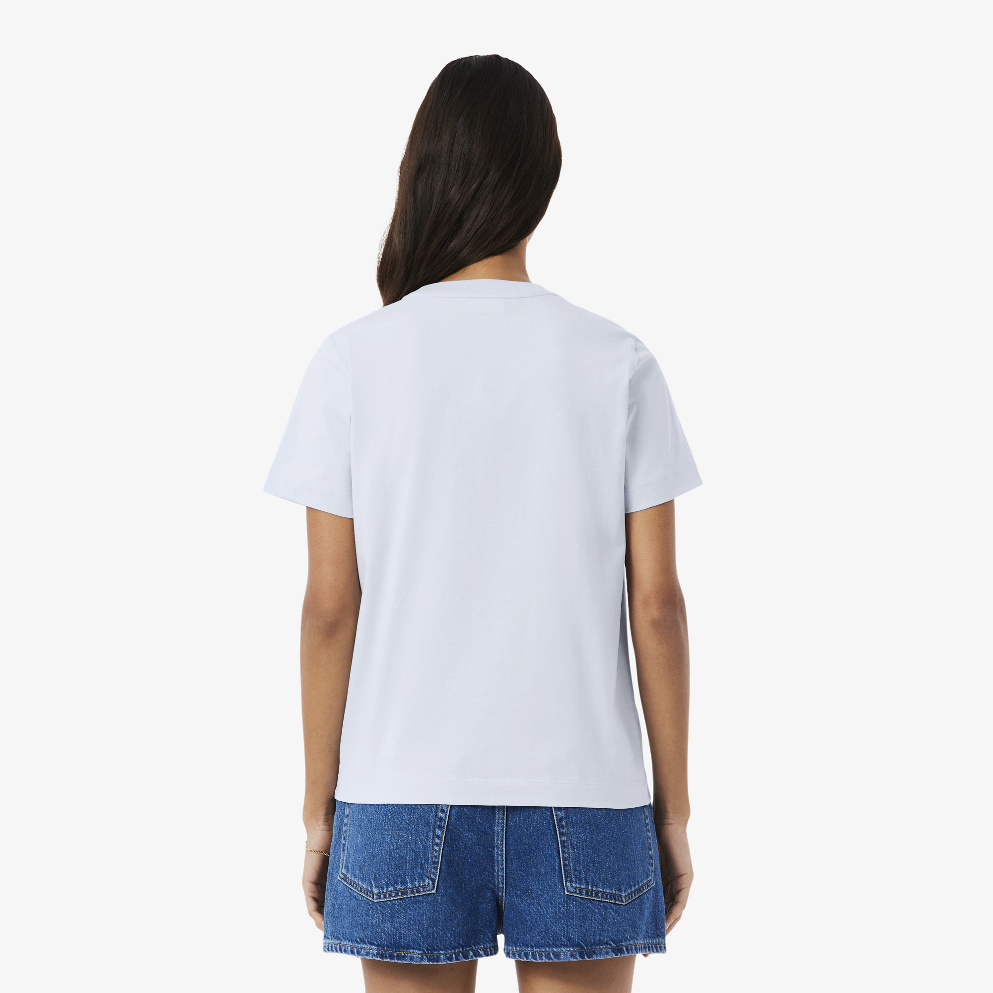 Áo Thun Lacoste Nữ Dáng Suông Chất Liệu Cotton Có Phù Hiệu