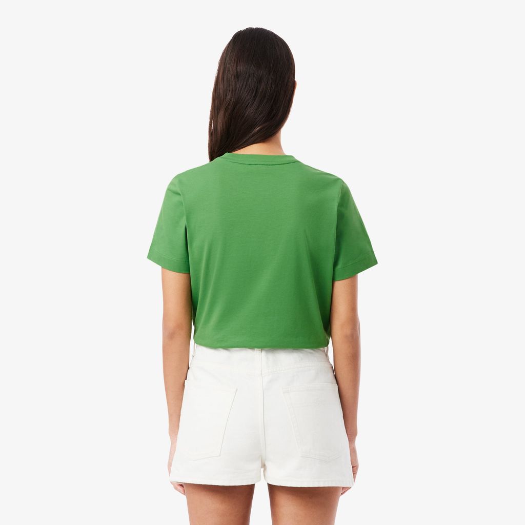 Áo Thun Lacoste Nữ Dáng Suông Chất Liệu Cotton Có Phù Hiệu