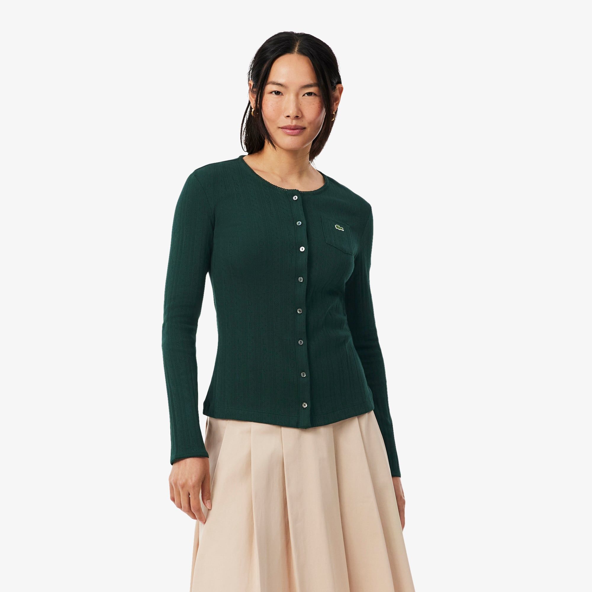 Áo Thun Lacoste Nữ Ôm Dáng Chất Liệu Cotton