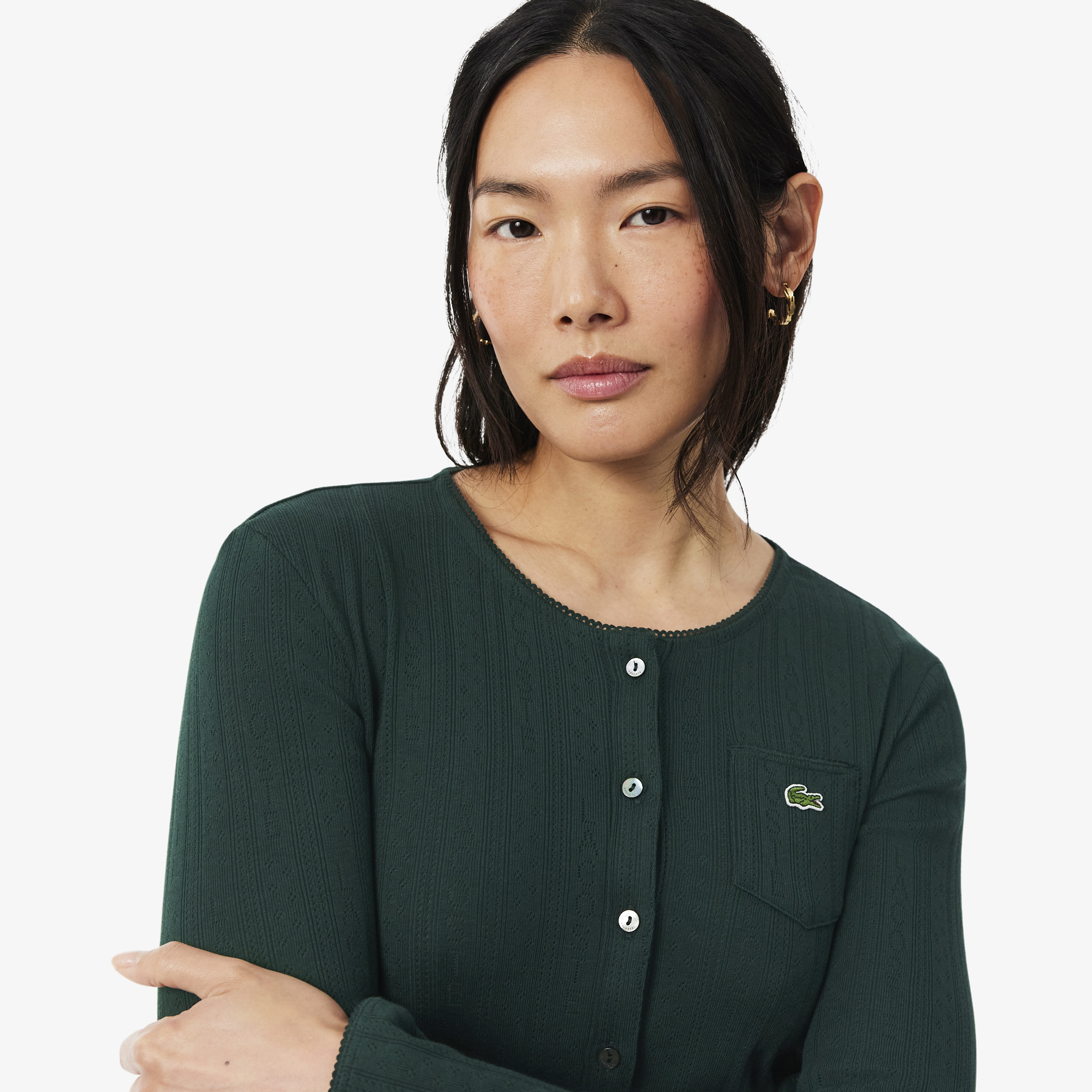 Áo Thun Lacoste Nữ Ôm Dáng Chất Liệu Cotton