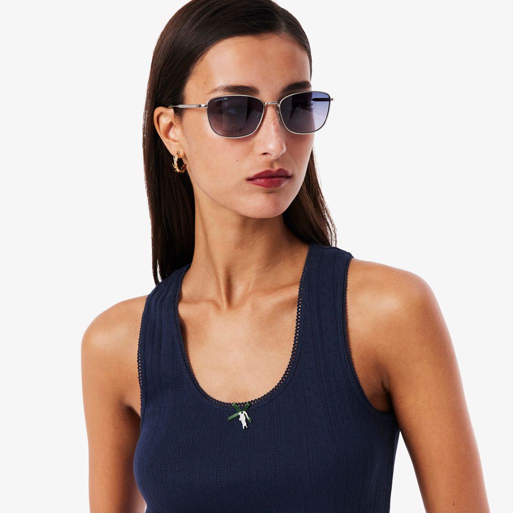 Áo Thun Ba Lỗ Lacoste Nữ Ôm Dáng Dệt Kim Họa Tiết Lỗ