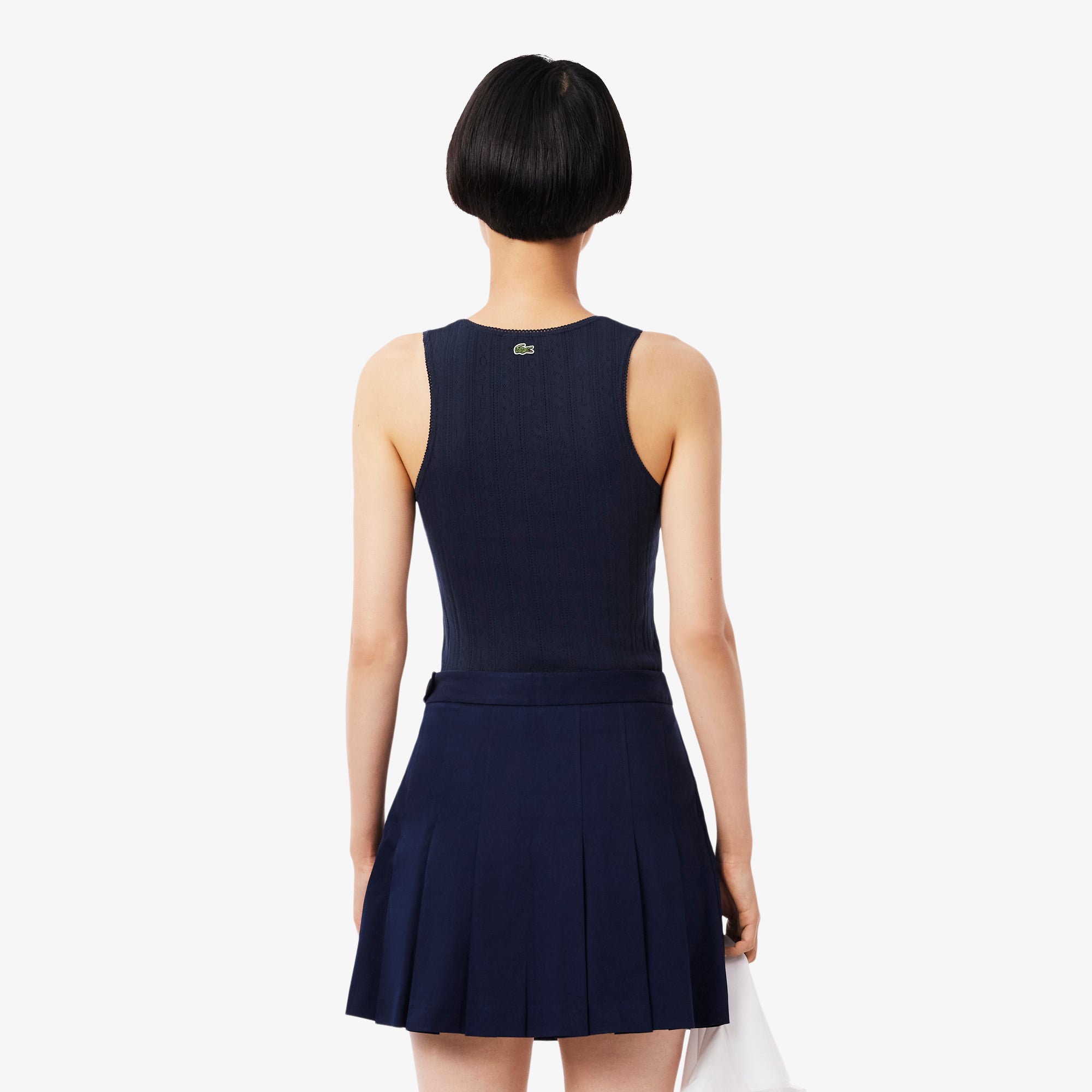 Áo Thun Ba Lỗ Lacoste Nữ Ôm Dáng Dệt Kim Họa Tiết Lỗ