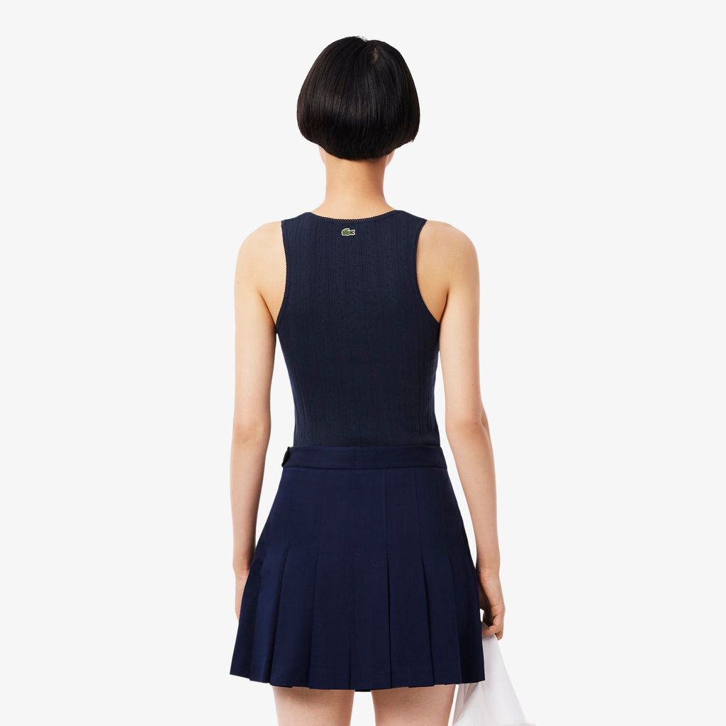 Áo Thun Ba Lỗ Lacoste Nữ Ôm Dáng Dệt Kim Họa Tiết Lỗ