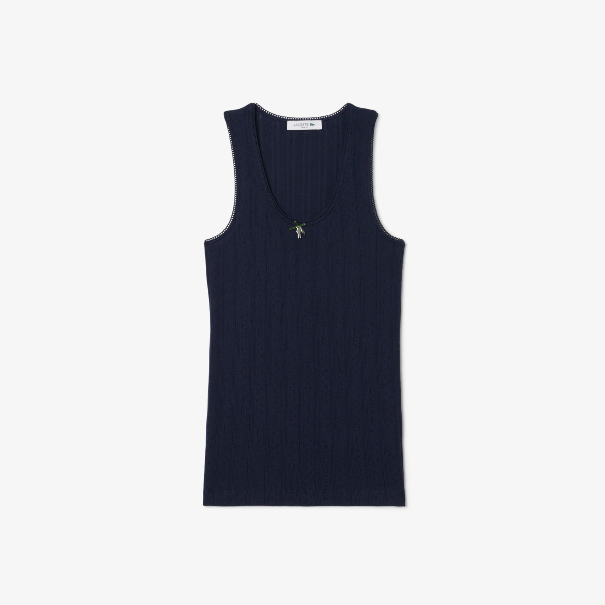 Áo Thun Ba Lỗ Lacoste Nữ Ôm Dáng Dệt Kim Họa Tiết Lỗ