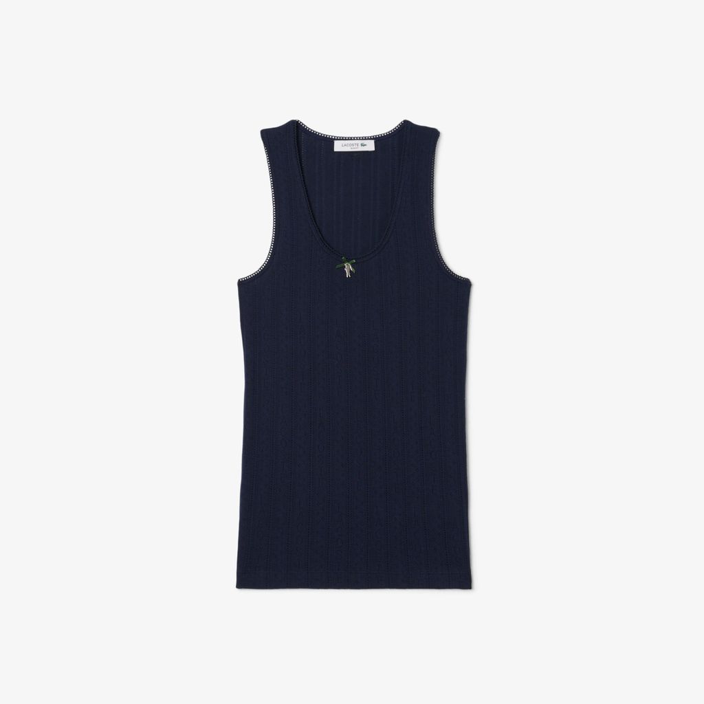 Áo Thun Ba Lỗ Lacoste Nữ Ôm Dáng Dệt Kim Họa Tiết Lỗ