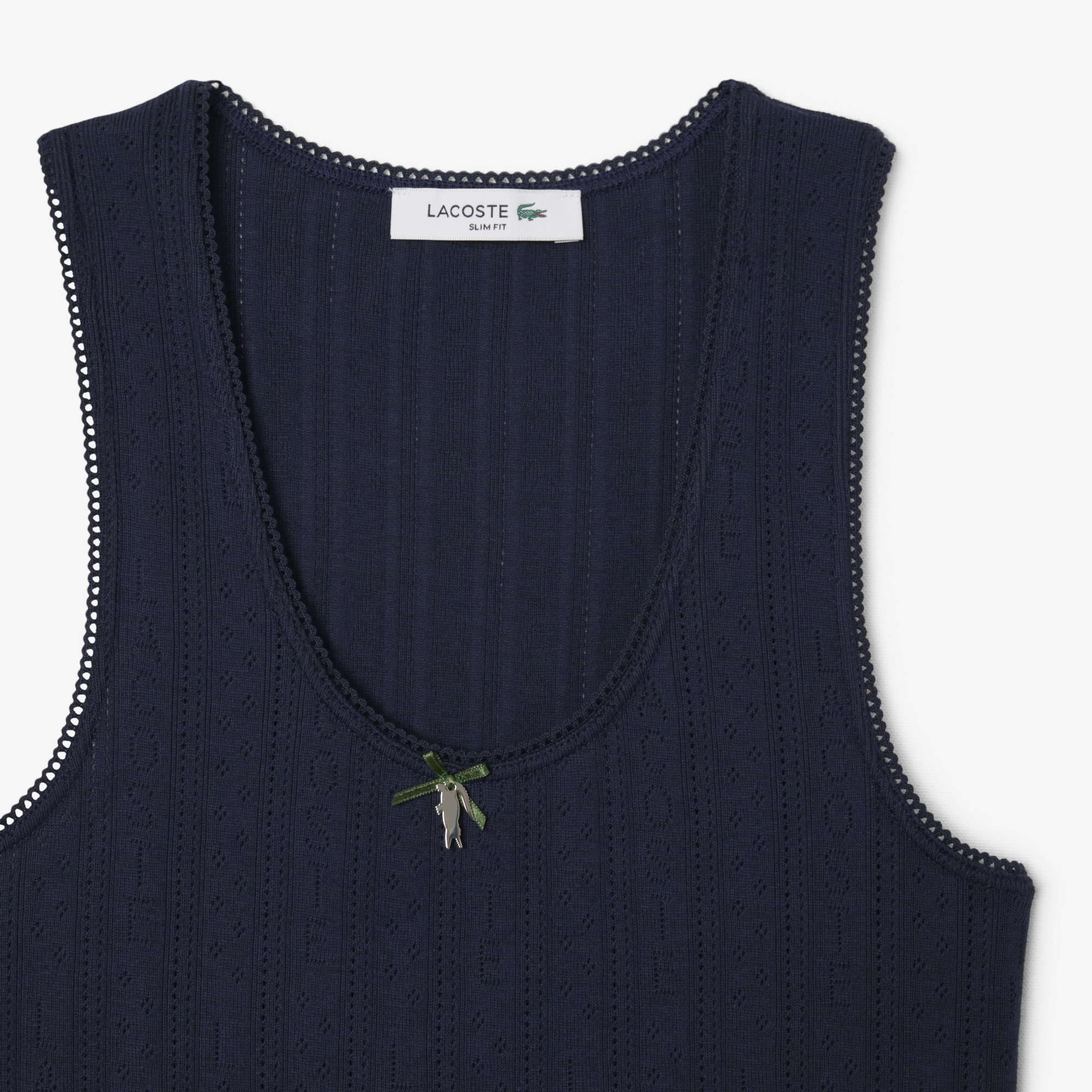 Áo Thun Ba Lỗ Lacoste Nữ Ôm Dáng Dệt Kim Họa Tiết Lỗ