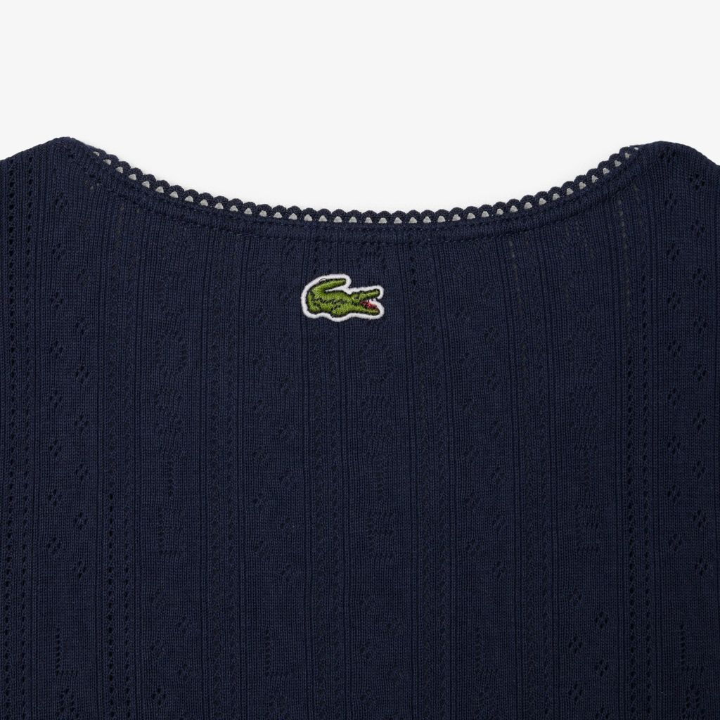 Áo Thun Ba Lỗ Lacoste Nữ Ôm Dáng Dệt Kim Họa Tiết Lỗ
