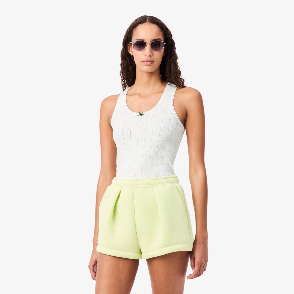 Áo Thun Ba Lỗ Lacoste Nữ Ôm Dáng Dệt Kim Họa Tiết Lỗ