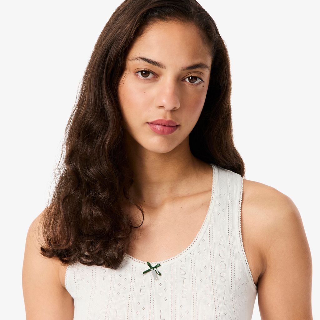 Áo Thun Ba Lỗ Lacoste Nữ Ôm Dáng Dệt Kim Họa Tiết Lỗ