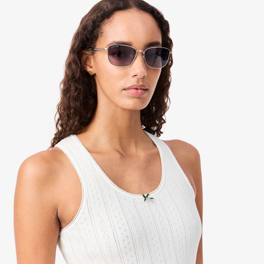 Áo Thun Ba Lỗ Lacoste Nữ Ôm Dáng Dệt Kim Họa Tiết Lỗ