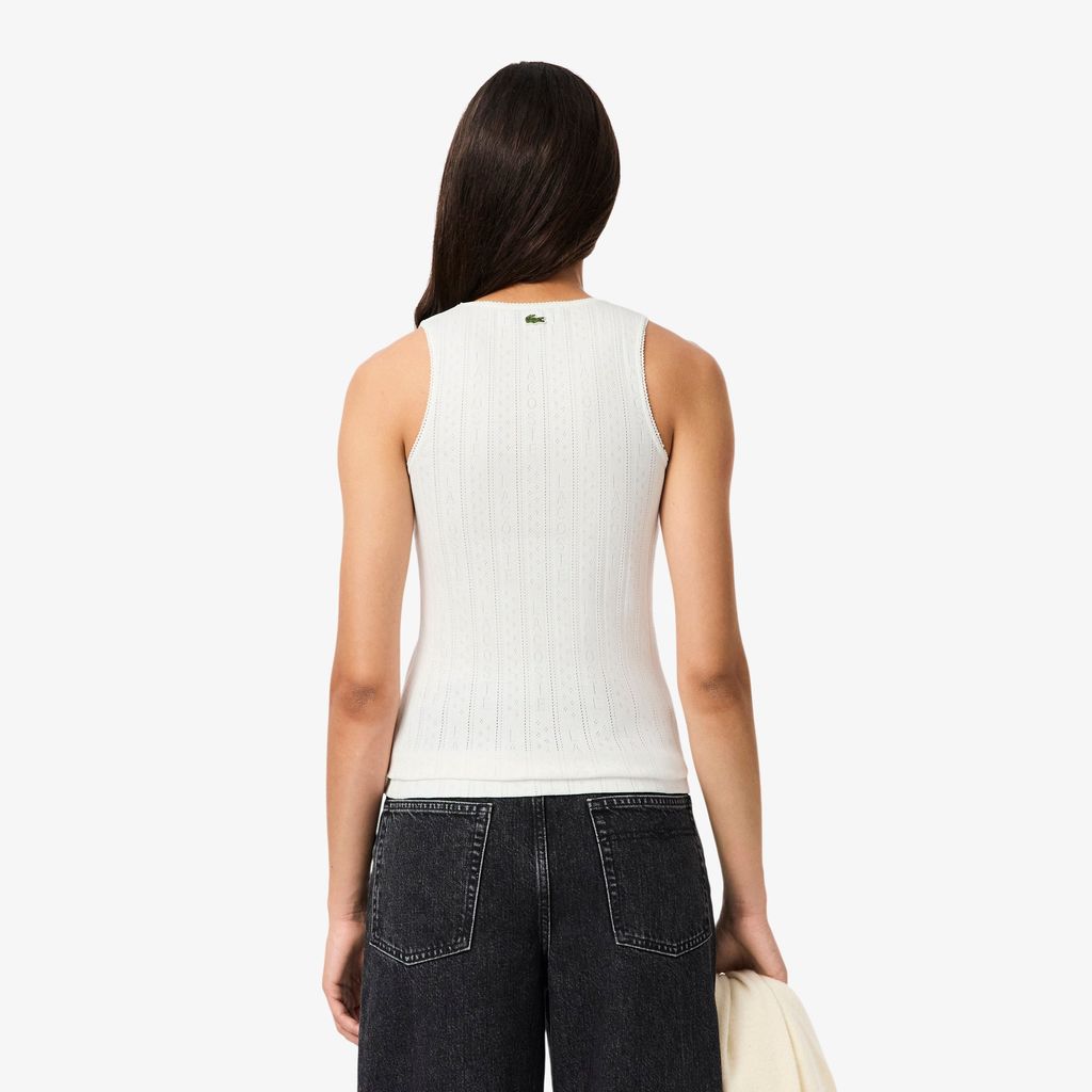 Áo Thun Ba Lỗ Lacoste Nữ Ôm Dáng Dệt Kim Họa Tiết Lỗ