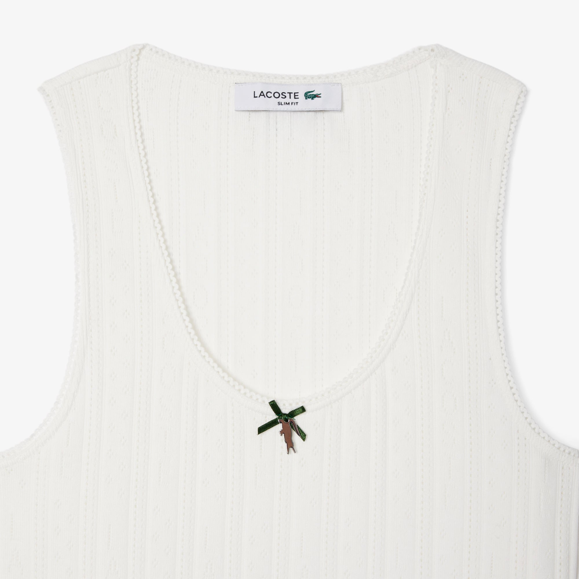 Áo Thun Ba Lỗ Lacoste Nữ Ôm Dáng Dệt Kim Họa Tiết Lỗ