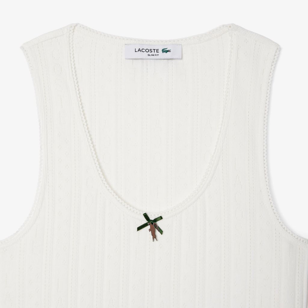 Áo Thun Ba Lỗ Lacoste Nữ Ôm Dáng Dệt Kim Họa Tiết Lỗ