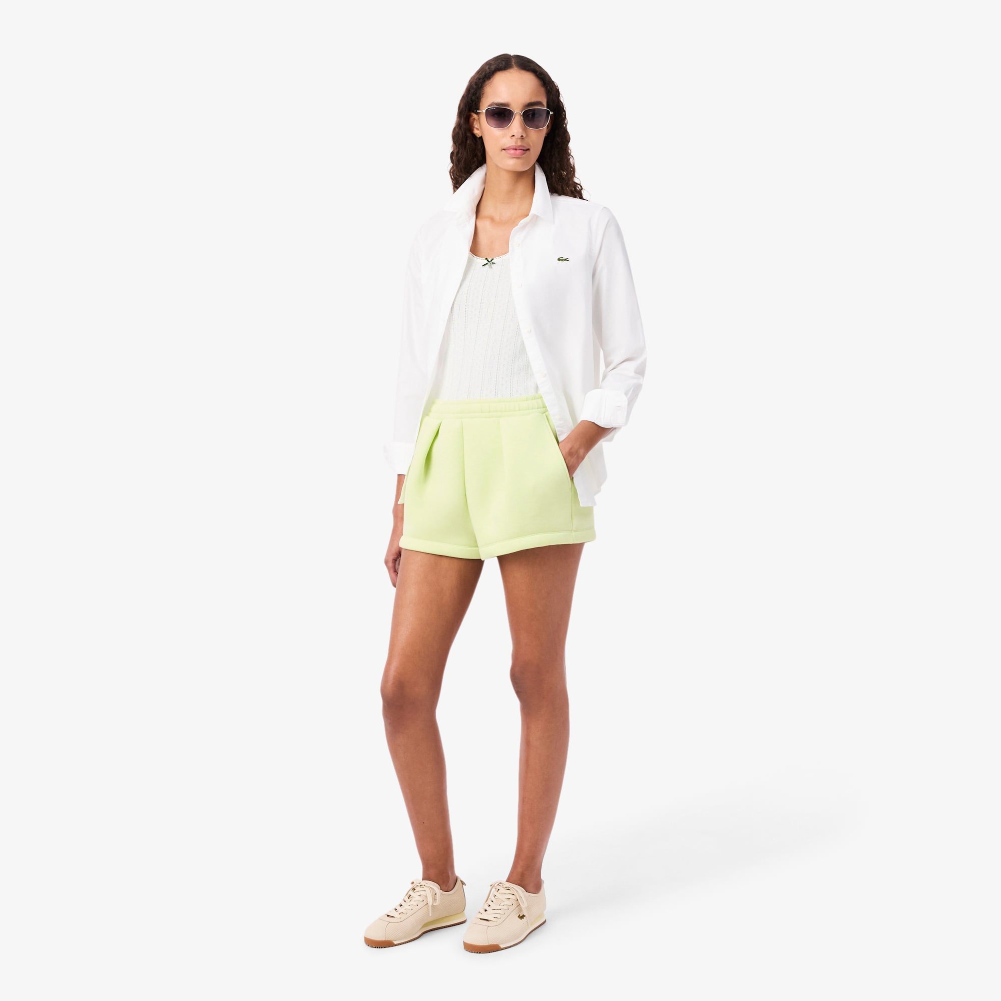 Áo Thun Ba Lỗ Lacoste Nữ Ôm Dáng Dệt Kim Họa Tiết Lỗ