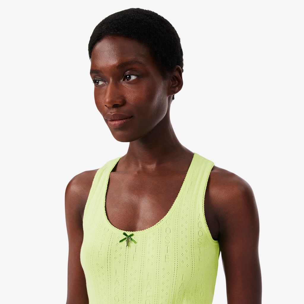 Áo Thun Ba Lỗ Lacoste Nữ Ôm Dáng Dệt Kim Họa Tiết Lỗ