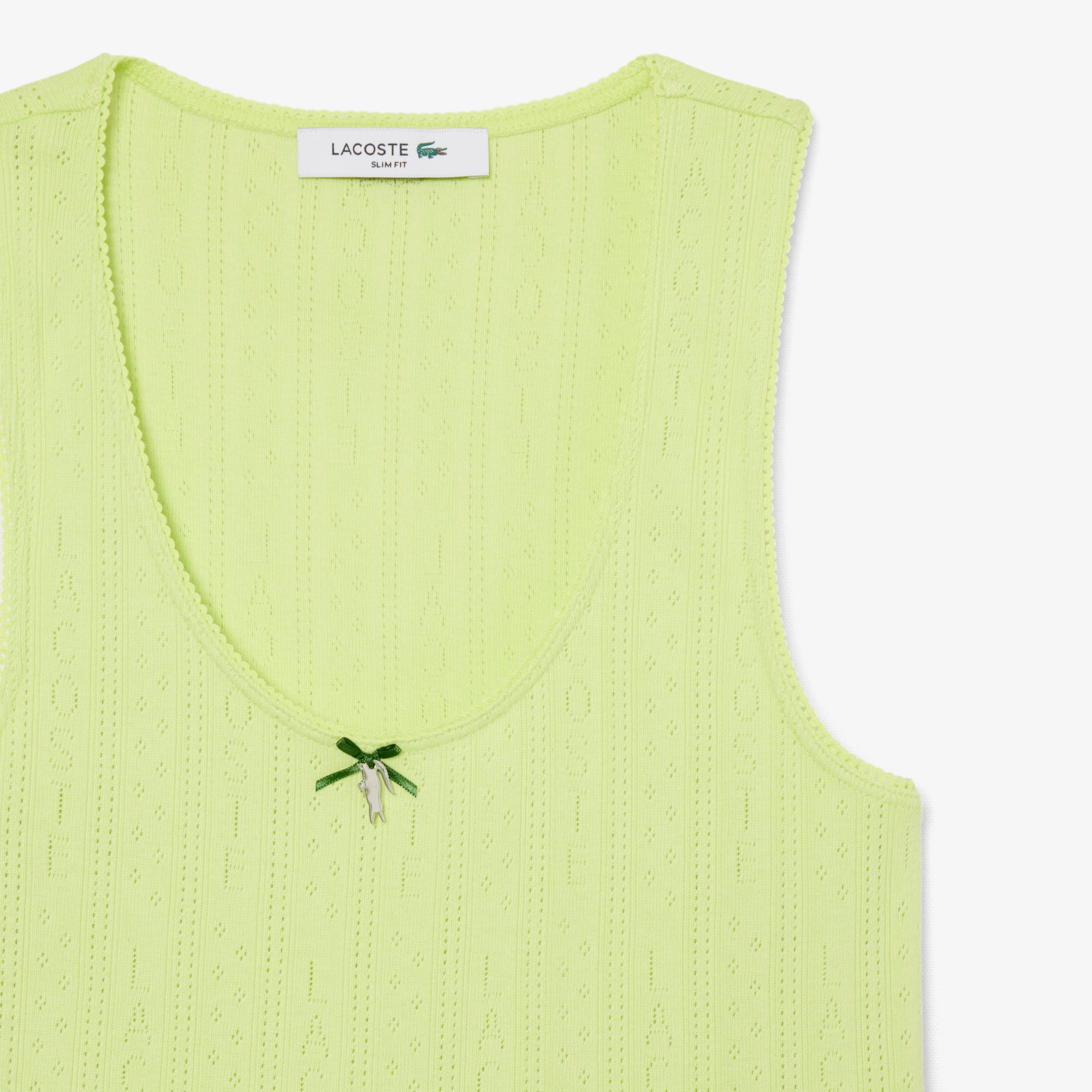 Áo Thun Ba Lỗ Lacoste Nữ Ôm Dáng Dệt Kim Họa Tiết Lỗ