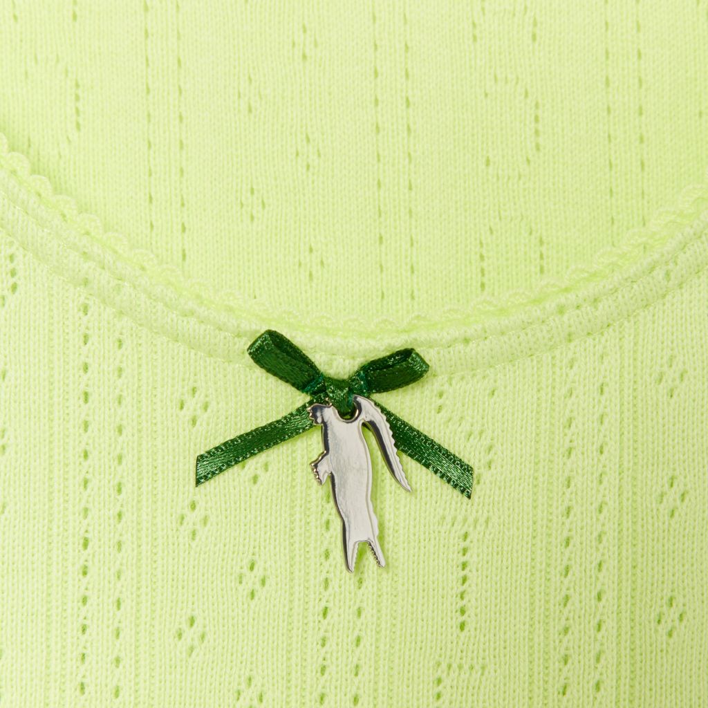 Áo Thun Ba Lỗ Lacoste Nữ Ôm Dáng Dệt Kim Họa Tiết Lỗ