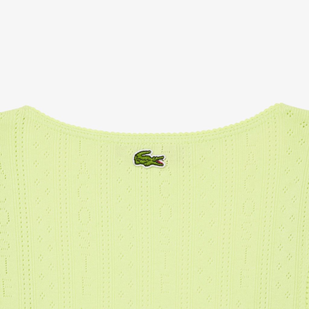 Áo Thun Ba Lỗ Lacoste Nữ Ôm Dáng Dệt Kim Họa Tiết Lỗ