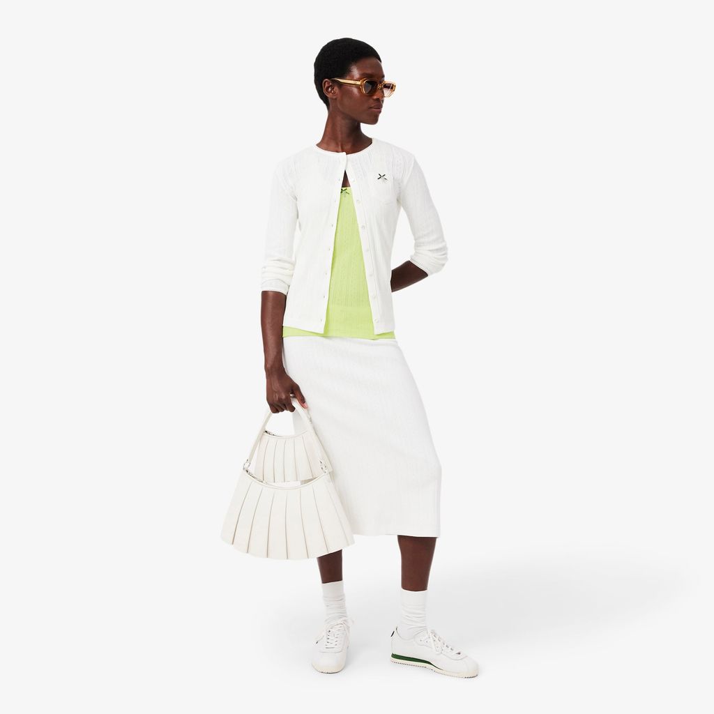 Áo Thun Ba Lỗ Lacoste Nữ Ôm Dáng Dệt Kim Họa Tiết Lỗ