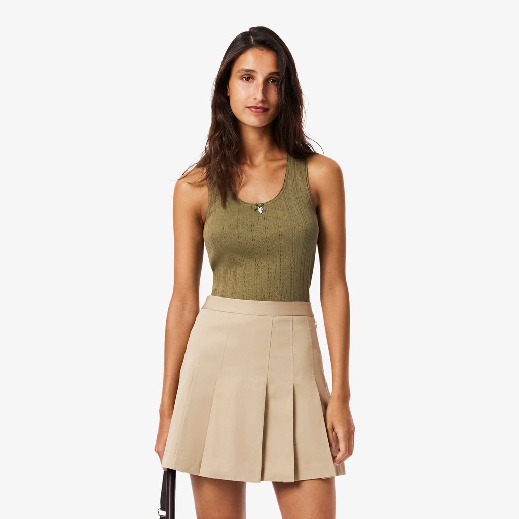 Áo Thun Ba Lỗ Lacoste Nữ Ôm Dáng Dệt Kim Họa Tiết Lỗ