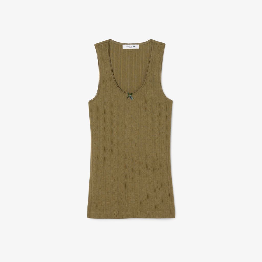 Áo Thun Ba Lỗ Lacoste Nữ Ôm Dáng Dệt Kim Họa Tiết Lỗ