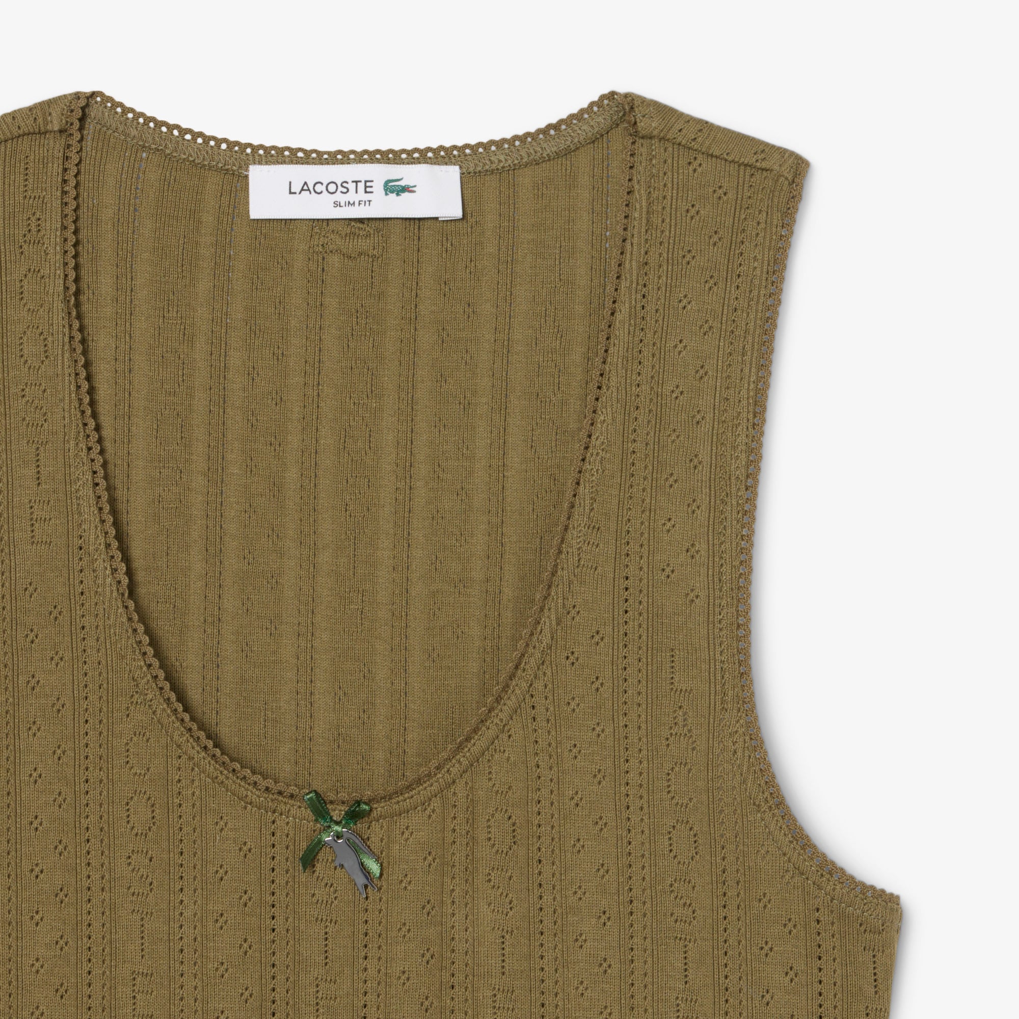 Áo Thun Ba Lỗ Lacoste Nữ Ôm Dáng Dệt Kim Họa Tiết Lỗ