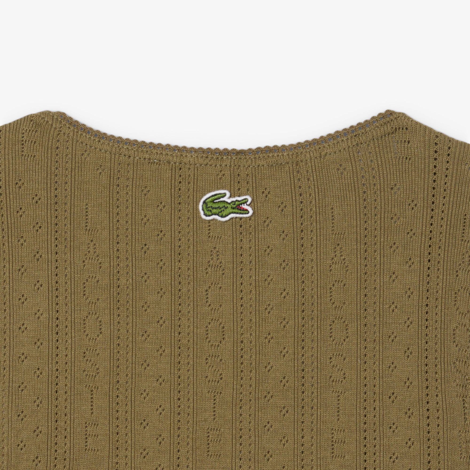 Áo Thun Ba Lỗ Lacoste Nữ Ôm Dáng Dệt Kim Họa Tiết Lỗ