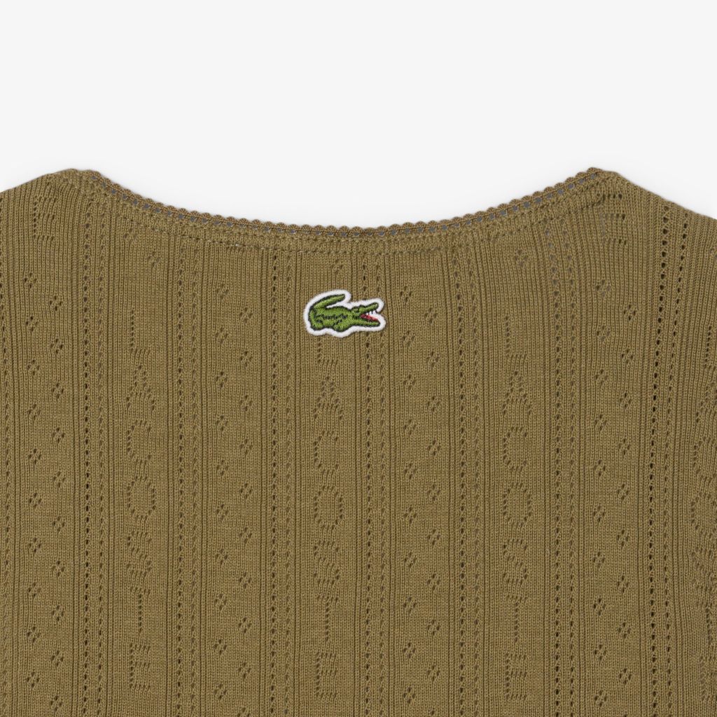 Áo Thun Ba Lỗ Lacoste Nữ Ôm Dáng Dệt Kim Họa Tiết Lỗ