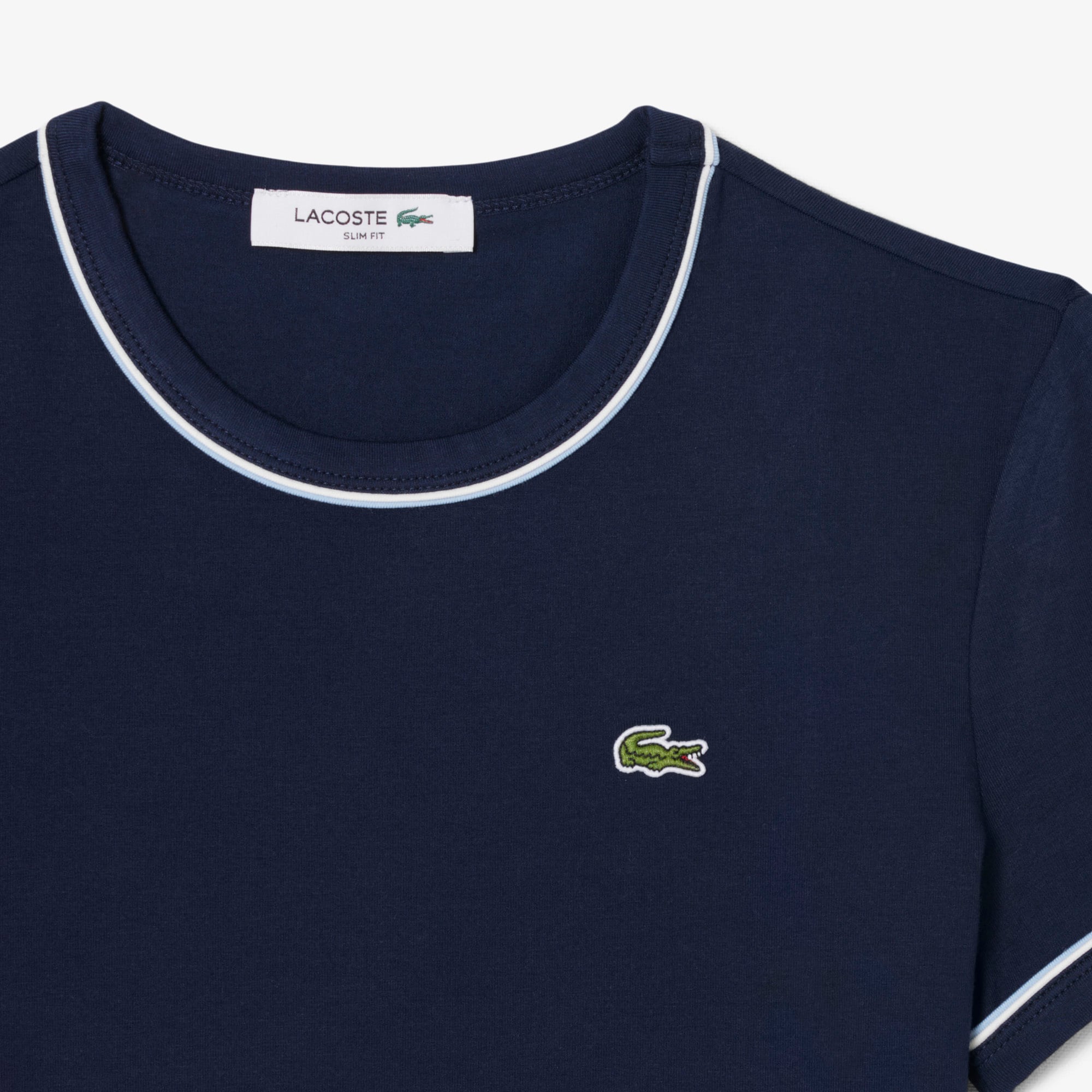 Áo Thun Lacoste Nữ Ôm Dáng Jersey Viền Tương Phản
