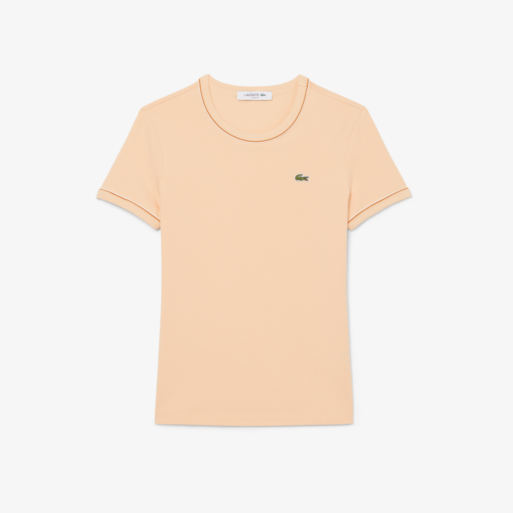 Áo Thun Lacoste Nữ Ôm Dáng Jersey Viền Tương Phản
