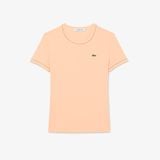 Áo Thun Lacoste Nữ Ôm Dáng Jersey Viền Tương Phản