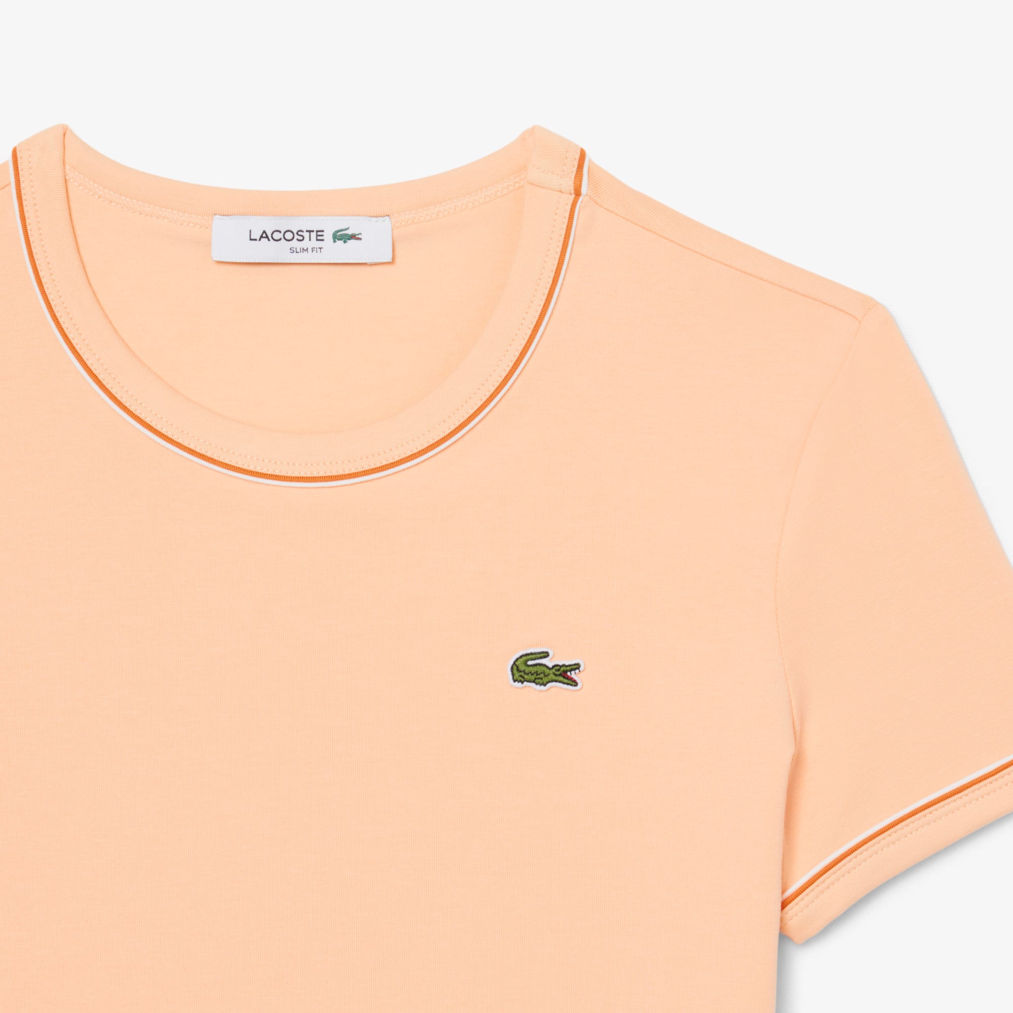 Áo Thun Lacoste Nữ Ôm Dáng Jersey Viền Tương Phản