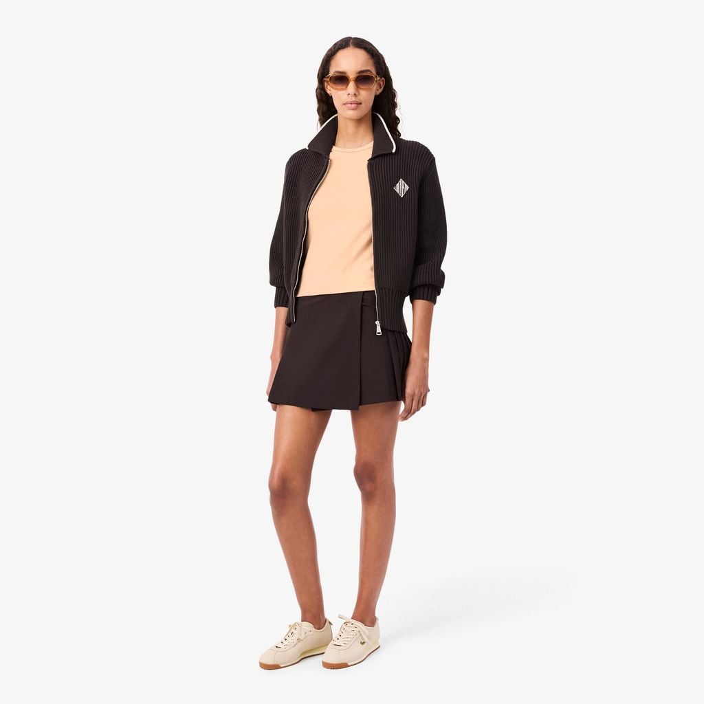Áo Thun Lacoste Nữ Ôm Dáng Jersey Viền Tương Phản