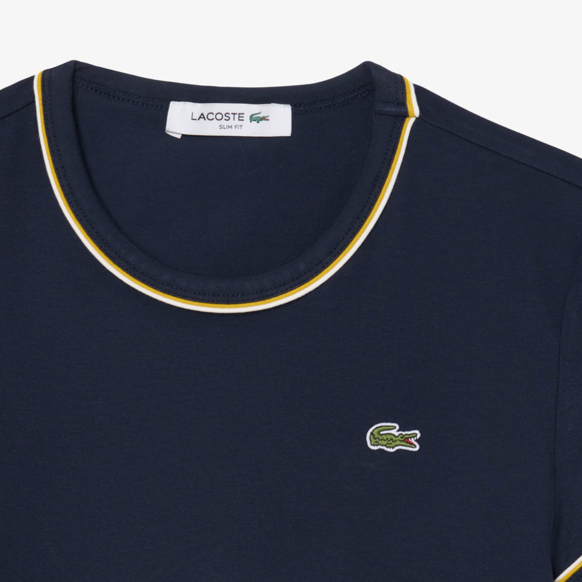 Áo Thun Lacoste Nữ Ôm Dáng Jersey Viền Tương Phản