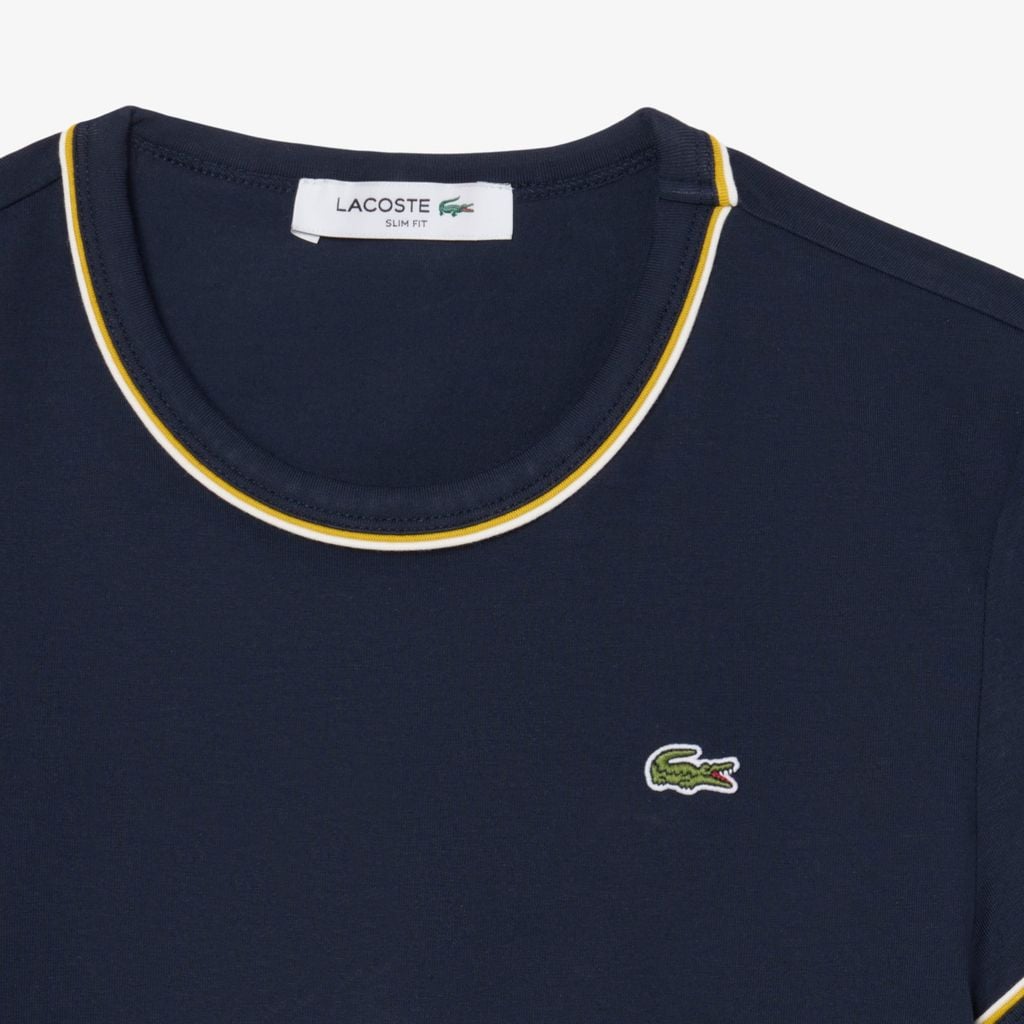 Áo Thun Lacoste Nữ Ôm Dáng Jersey Viền Tương Phản