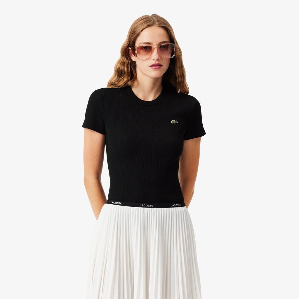 Áo Thun Lacoste Nữ Ôm Dáng Chất Liệu Cotton Gân