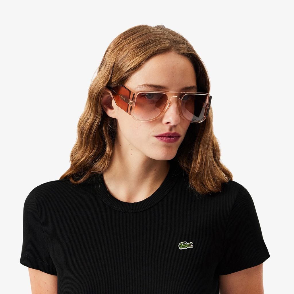 Áo Thun Lacoste Nữ Ôm Dáng Chất Liệu Cotton Gân